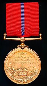 Coronation Medal 1902. Metropolitan Police reverse. Bronze issue (P.C. J. …