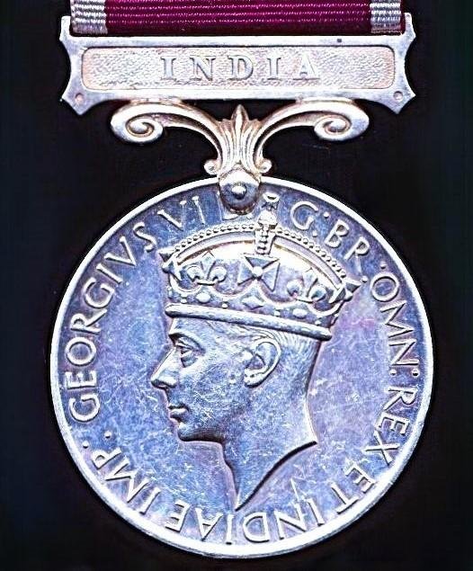 Military Long Service and Good Conduct Medal. GVI first issue with 'India' bar — image 2