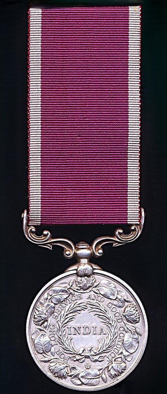 India Long Service and Good Conduct Medal. GV second type with 'Indiae Imp' obverse legend (37 Tmtr. Ghulam Mohd. Khan, 19 Lrs. — image 3