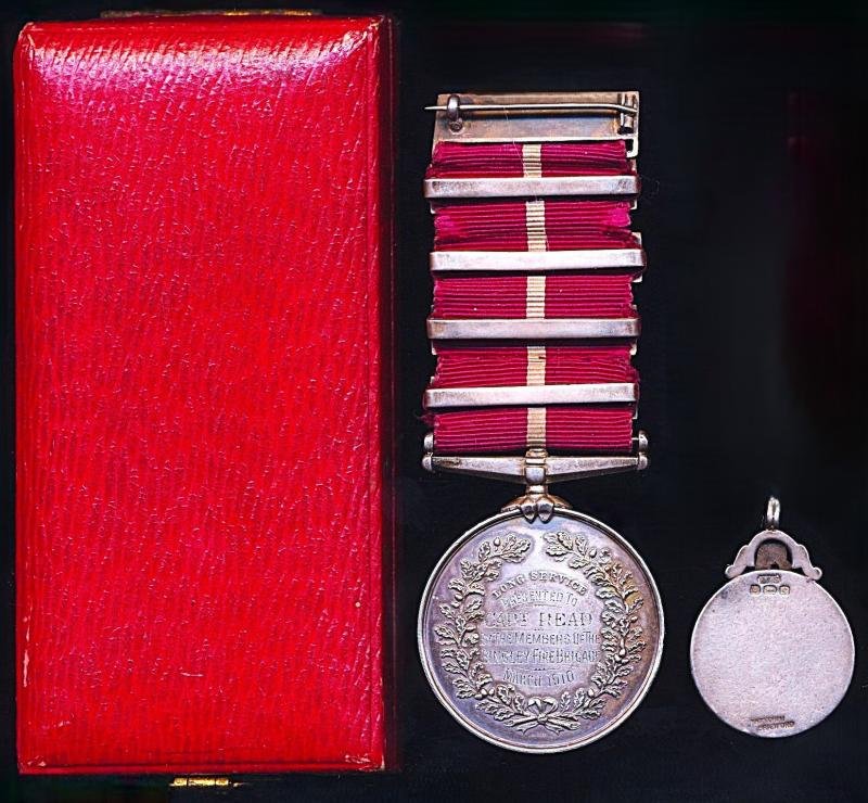 A very long serving 'Captain's' early Fire Brigade medal pair: Captain Joseph Read, Bingley Fire Brigade — image 2