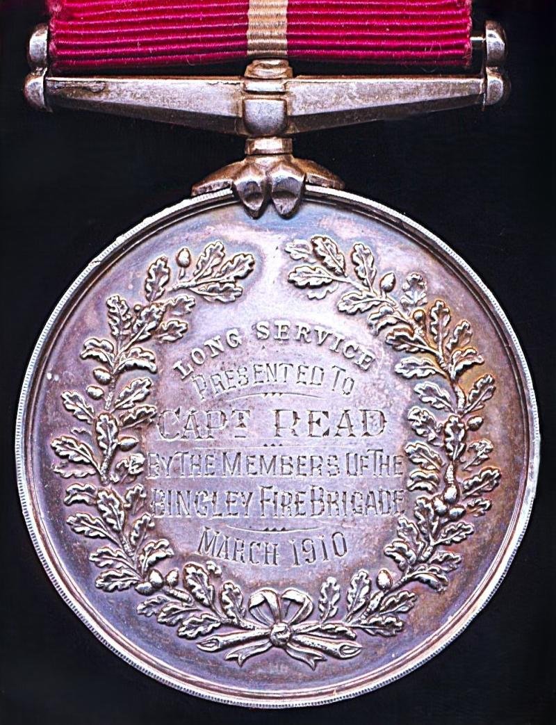 A very long serving 'Captain's' early Fire Brigade medal pair: Captain Joseph Read, Bingley Fire Brigade — image 4