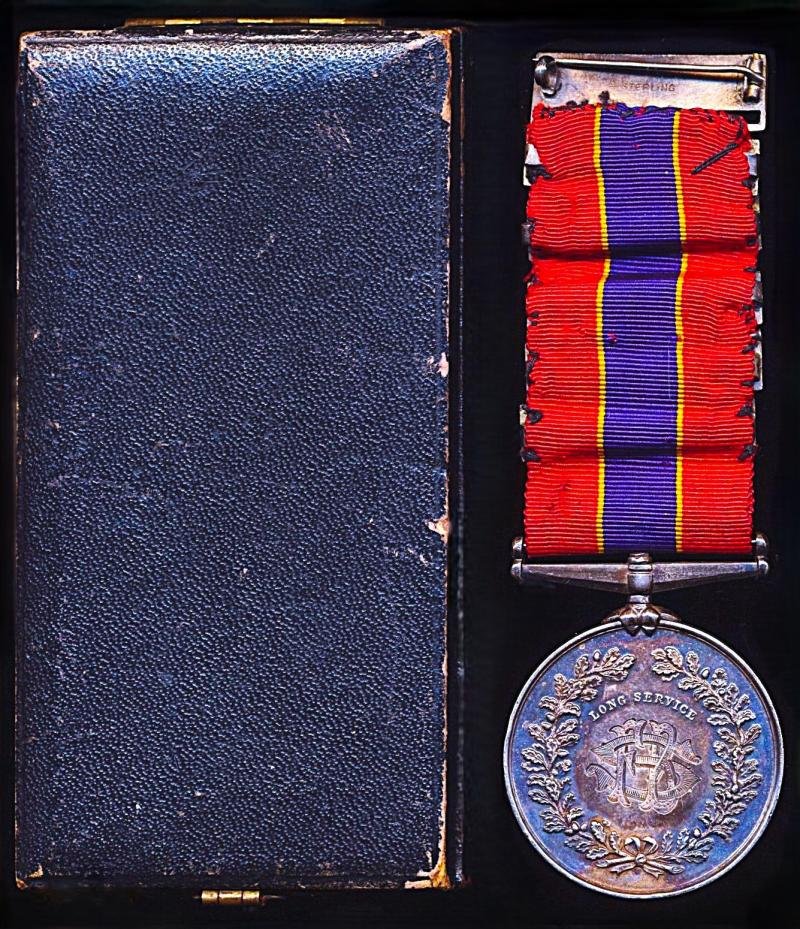 National Fire Brigade's Union Long Service Medal. Silver (H/M) issue with integral 'Twenty Years' top clasp and 5 x 'Five Years' clasps. Named (O. Burnell.) & numbered (408) — image 3