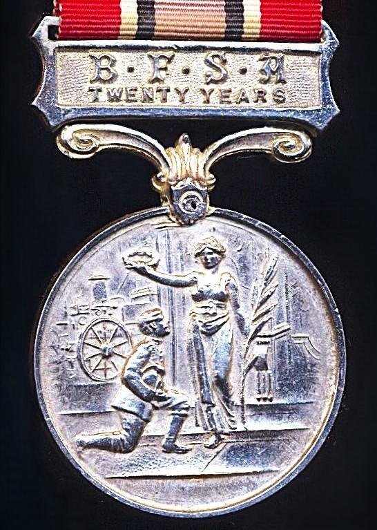 British Fire Services Association: Long Service & Good Conduct Medal. First type. With 'Twenty Years' bar. Officially impressed '415' — image 2