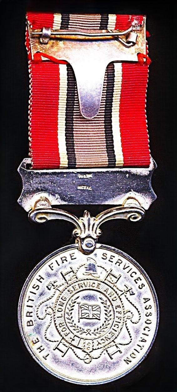 British Fire Services Association: Long Service & Good Conduct Medal. First type. With 'Twenty Years' bar. Officially impressed '415' — image 3