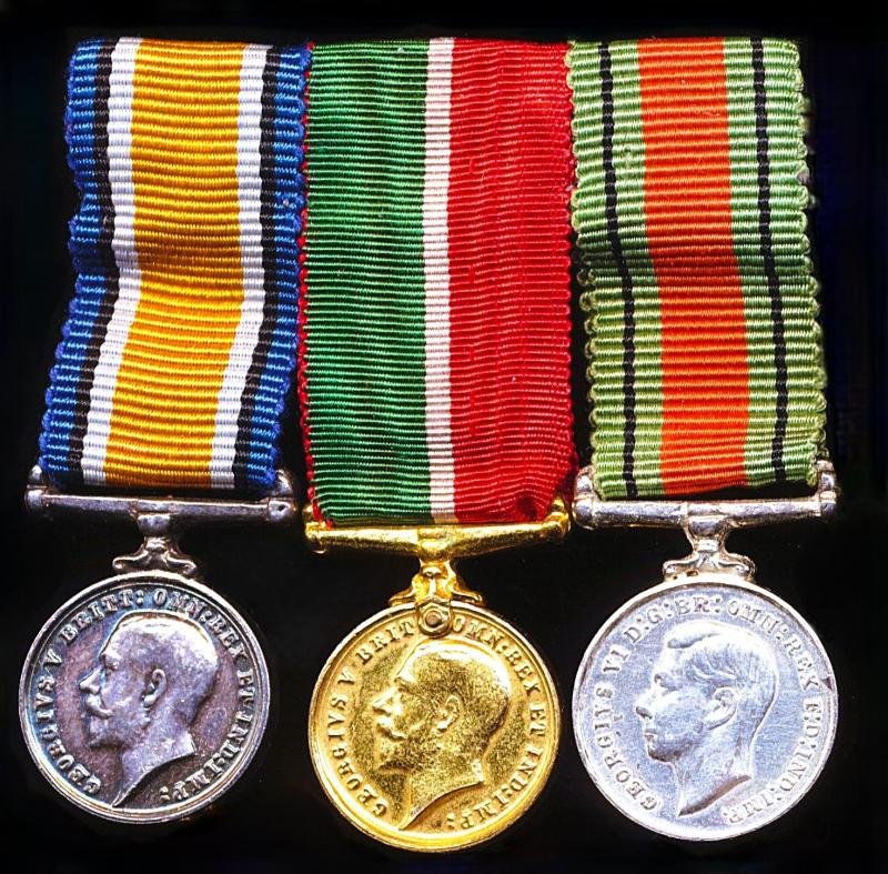 A World Wars Miniature Medal Group of 3 including service with the Mercantile Marine 1914-18: — image 3