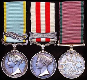 A Crimean War Casualty, Indian Mutiny medal group of 3: …