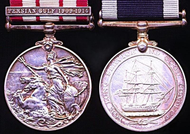 A Persian Gulf & Long Service medal pair to a Goan who served aboard Tigris River Gunboats H.M.S. Tarantula & H.M.S. Moth: Leading Steward Simian Baptista Pereira, late Colombo Division, East Indies Station, Royal Navy — image 4