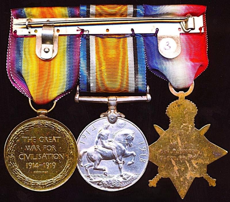 A Dundonian 'Jute Wallah' Indian Volunteers rare to unit Great War campaign medal group of 3 for service in East Africa, a.k.a. the 'Ice Cream War': Gunner Thomas Duncan, 8th Calcutta Field Battery late Cossipore Artillery Volunteers — image 2
