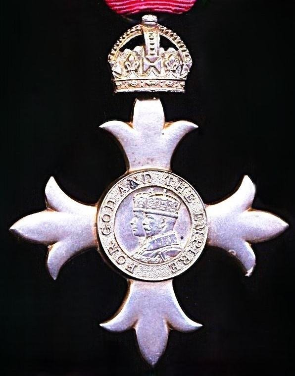 Member of the Order of the British Empire (Civil Division). M.B.E. 2nd type breast badge, with silvered 'Oakleaves' emblem for Gallantry on riband — image 2