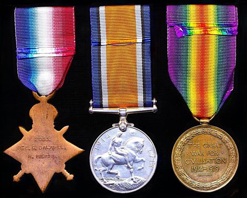A poignant 'Dundee Interest' Battle of Aubers Ridge - Black Watch Victoria Cross Action - Great War casualty medal group of 3: Private George Dalziel, 1st Battalion Royal Highlanders (Black Watch) — image 3