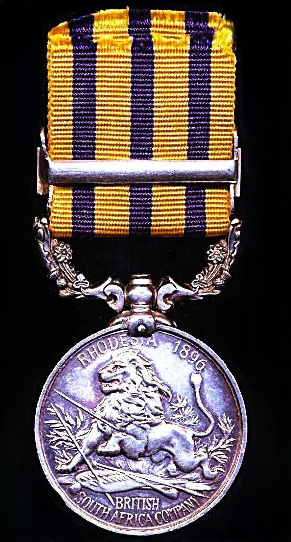 British South Africa Company Medal 1890-97. No clasp with 'Rhodesia 1896' reverse & clasp 'Mashonaland 1897' (122. Troopr F. T. Lassere. B.S.A.P.) — image 3
