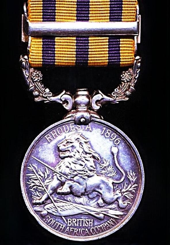 British South Africa Company Medal 1890-97. No clasp with 'Rhodesia 1896' reverse & clasp 'Mashonaland 1897' (122. Troopr F. T. Lassere. B.S.A.P.) — image 4