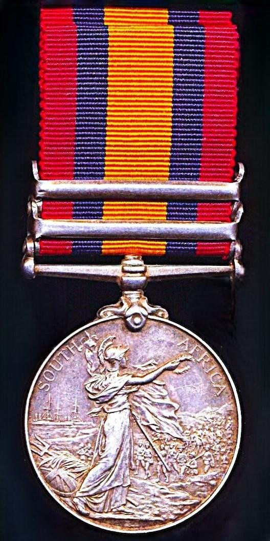 Queens South Africa Medal 1899-1902. Silver issue with 2 x clasps 'Tugela Heights' & 'Relief of Ladysmith' (2042 Tpr: E. Ferguson. Natal Police) — image 3