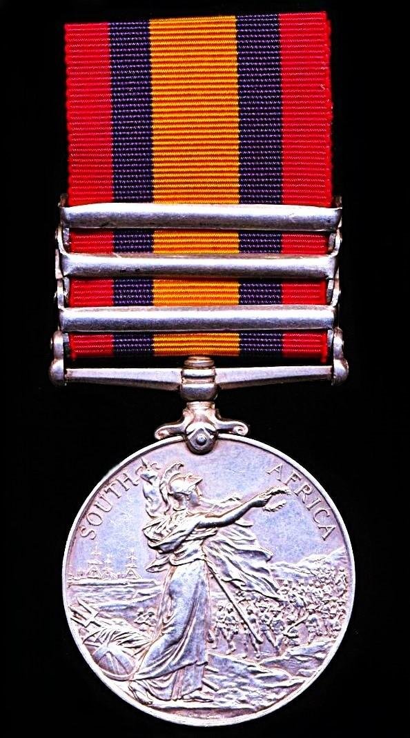 Queens South Africa Medal 1899-1902. Silver issue with clasp 'Cape Colony', 'Orange Free State' & 'Belfast' (8312 Pte. A. Abbott. Gren: Gds:) — image 3