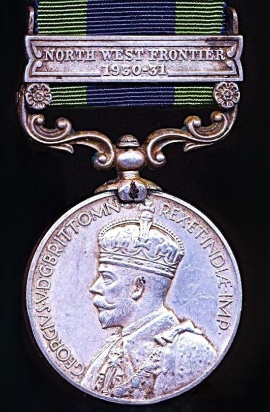 India General Service Medal 1908-35. GV 2nd issue, with clasp 'North West Frontier 1930-31' (Tailor Mast Ram, 2-17 Dogra R.) — image 2