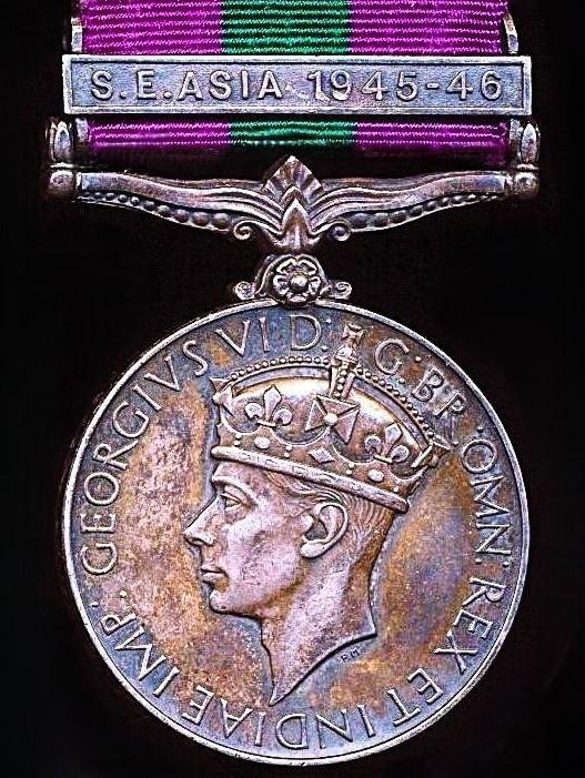 General Service 1918. GVI first issue with clasp 'S. E. Asia 1945-46' (43334 Hav/Cl Pritam Singh Bengal Engr Gp., R.I.E.) — image 2