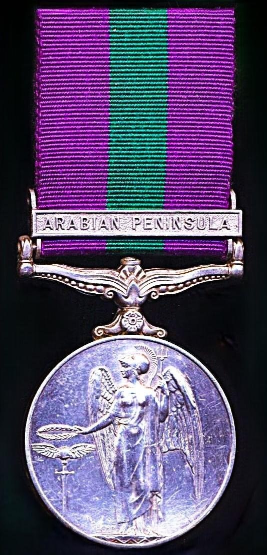 General Service Medal 1918. EIIR issue with clasp 'Arabian Peninsula' (23643633 Fus. W. B. Myles. R.H.F.) — image 3