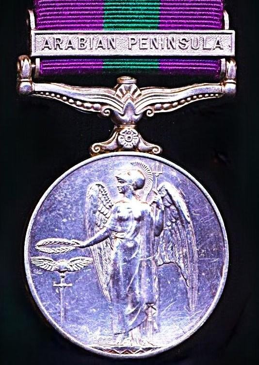 General Service Medal 1918. EIIR issue with clasp 'Arabian Peninsula' (23643633 Fus. W. B. Myles. R.H.F.) — image 4