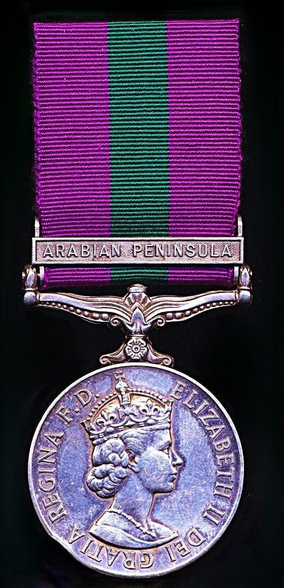 General Service Medal 1918. EIIR issue with clasp 'Arabian Peninsula' (23736172 Fus. R. R. Nisbet. R.H.F.) — image 3
