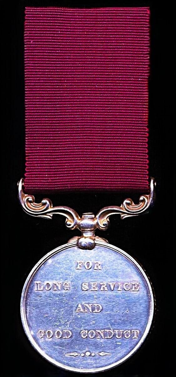 Army Long Service & Good Conduct Medal. Victorian 3rd issue (Sergt. J. Hanley. Ch: Wdr. Mily: Prison Thayetmyo.) — image 3