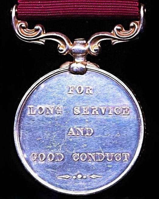 Army Long Service & Good Conduct Medal. Victorian 3rd issue (Sergt. J. Hanley. Ch: Wdr. Mily: Prison Thayetmyo.) — image 4