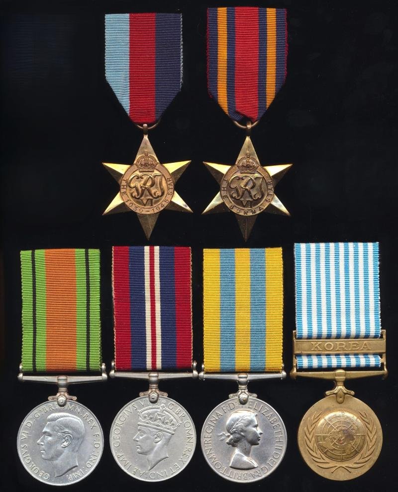 A Scottish senior NCO's Burma Campaign and Korean War campaign medal group of 6: Sergeant Alexander Vernon, 2nd Battalion Royal Scots late Company Quartermaster Sergeant 1st Battalion King's Own Scottish Borderers