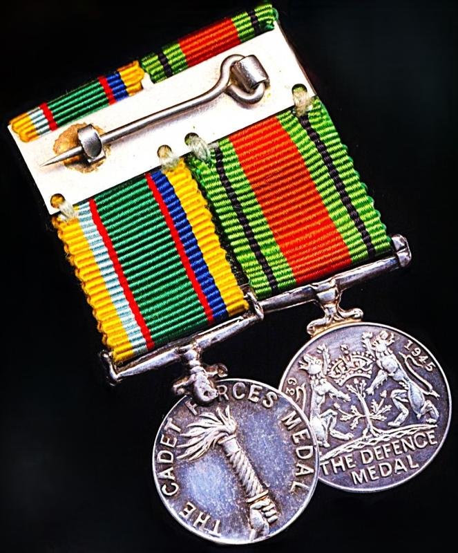 A positively attributed Officer's 'Home Front' & Cadet Forces long service pair of miniature medals: Flying Officer Frederick Beresford Dudley, Royal Air Force Volunteer Reserve (Training Branch) — image 2