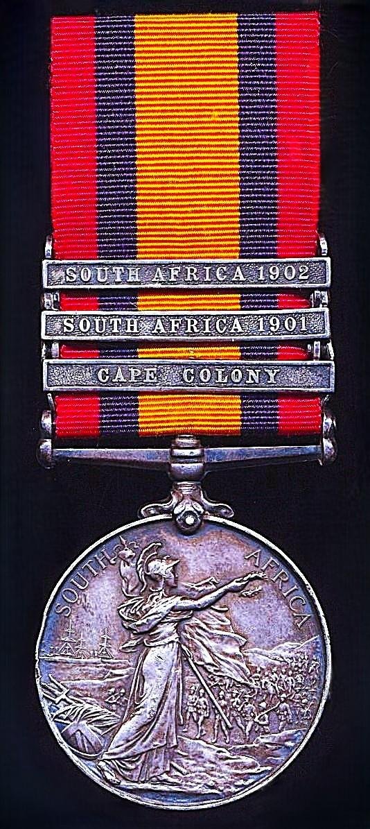 Queens South Africa Medal. Silver issue & 3 x clasps 'Cape Colony', 'South Africa 1901' & 'South Africa 1902' (37314 Pte L. Keill. Lovat's Scouts.) — image 4