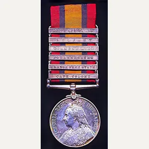 Queen's South Africa Medal 1899-1902. Silver issue with 6 x …