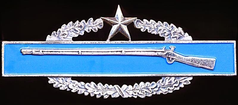 United States Army: Combat Infantryman Badge (CIB). Sterling silver issue. With 'Silver' Star for Second Award (qualifying in two different wars). Korean & Vietnam War issue (circa 1950-1968) — image 3