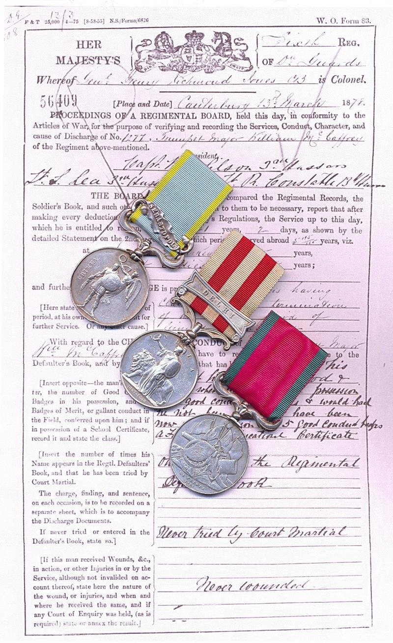 An Intrepid American born Fighting Irish 'Teenage Trumpeter' who witnessed the outbreak of the Indian Mutiny at Meerut Cantonment & later dropped a Rebel with a well aimed pistol-shot: Trumpet-Major William McCaffrey, 6th Dragoon Guards (Carabiniers)