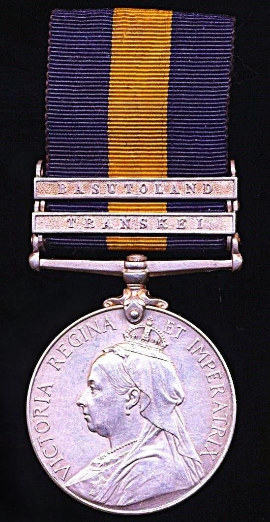 Cape of Good Hope General Service Medal 1880-97. With 2 x clasps 'Transkei', & 'Basutoland' (Tpr. W. Philpot. Nesbitt's L. Hse) — image 3