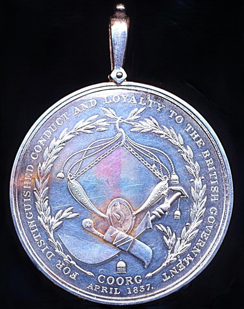 Honourable East India Company Medal for the Coorg Rebellion 1837. Silver — image 2