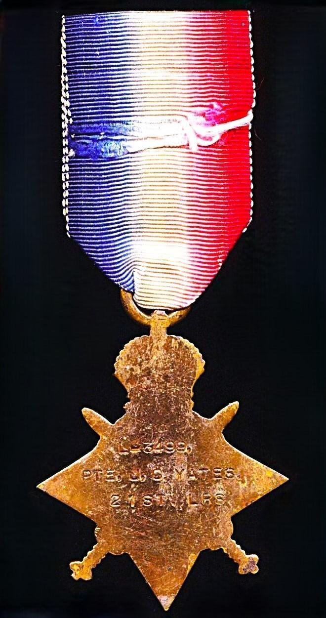 1914-15 Star (L-3499 Pte. J. C. Yates. 21st. Lrs.) — image 3