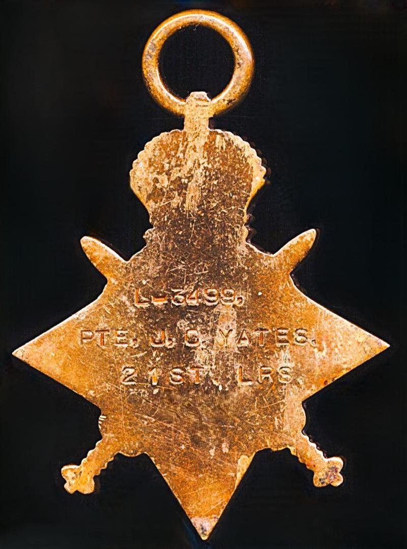 1914-15 Star (L-3499 Pte. J. C. Yates. 21st. Lrs.) — image 4