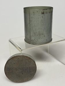 WW2 British Army Cigarette 'Compo' Ration Tin (Larger Format; Cylindrical).
