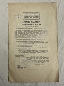 WW2, British, 'Home Guard Instruction No. 17 Anti-aircraft Training', G.S. …