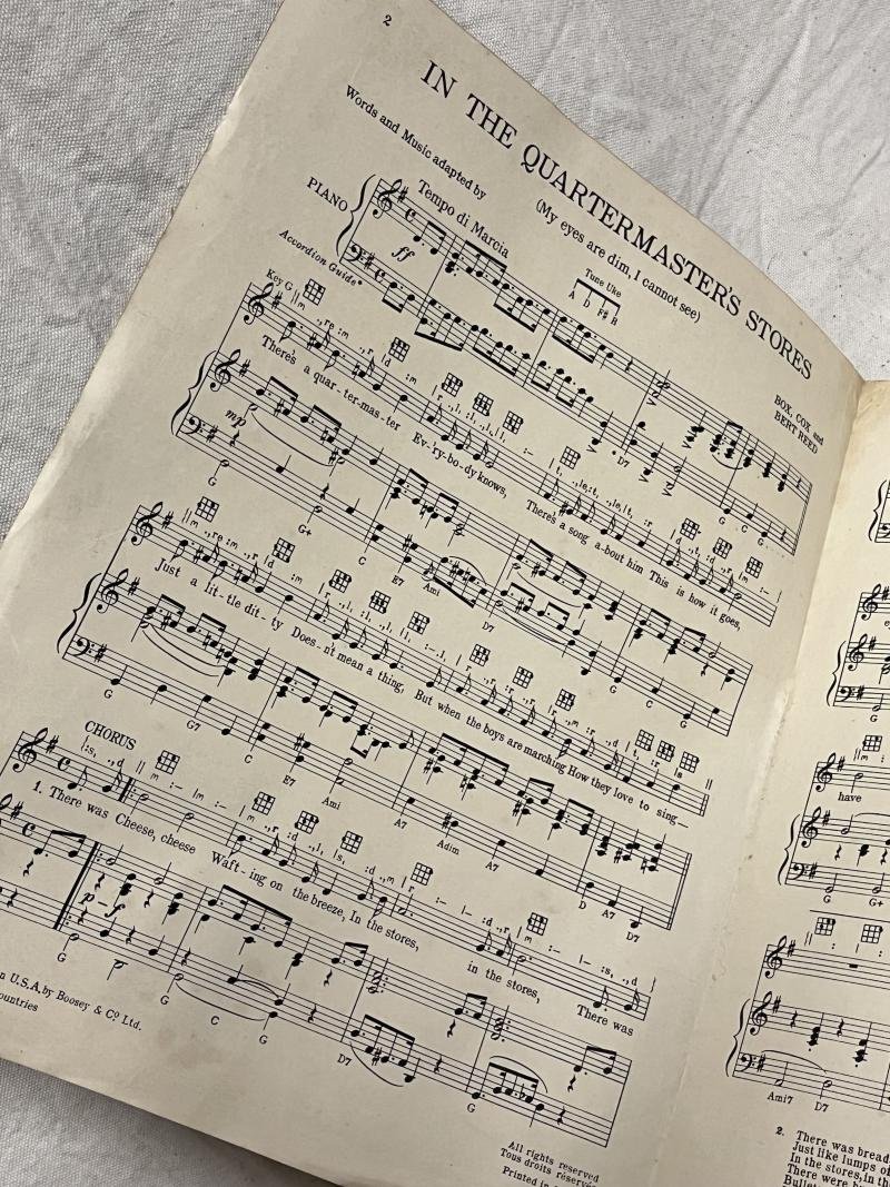 WW2 British, Sheet Music, 'The Quartermaster's Store', hand dated '1940'. — image 2