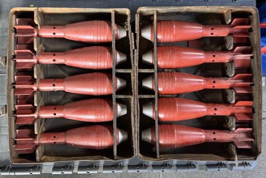 German 5cm Mortar Round Box with dummy rounds — image 5