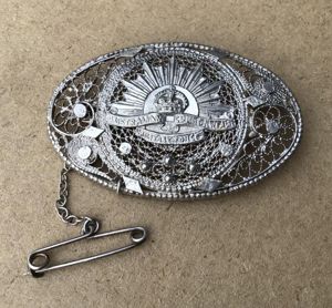 WW1 Sterling Silver Filigree Sweetheart Brooch.