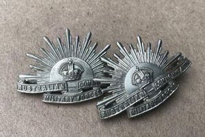 Australia c.1905-1912 White Metal Rising Sun Collar Badges