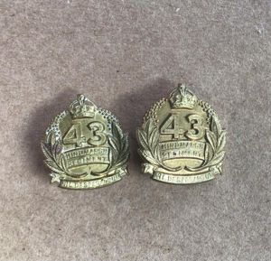 1930-42 43rd Infantry Battalion Collar Badges
