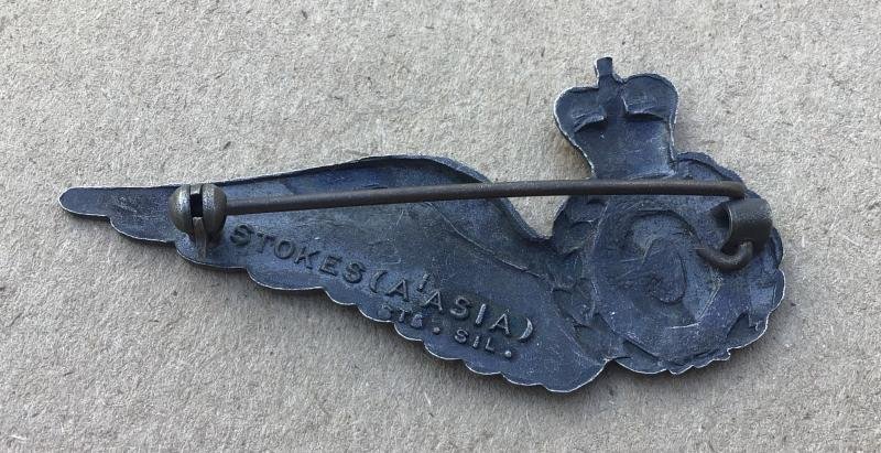 1953-60 RAAF Sterling Silver Crewman Half Wing Brevet — image 2