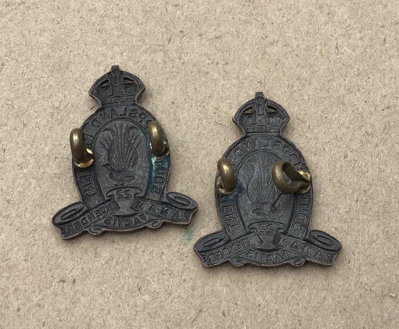 1930-42 22nd Bn Collar Badges — image 2