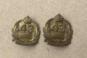 1930-42 43rd Bn Collar Badges