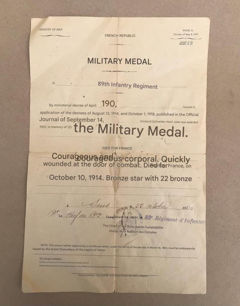 France WW1 A Posthumous Gallantry Medal Pair to a Soldier Who Died For France — image 6