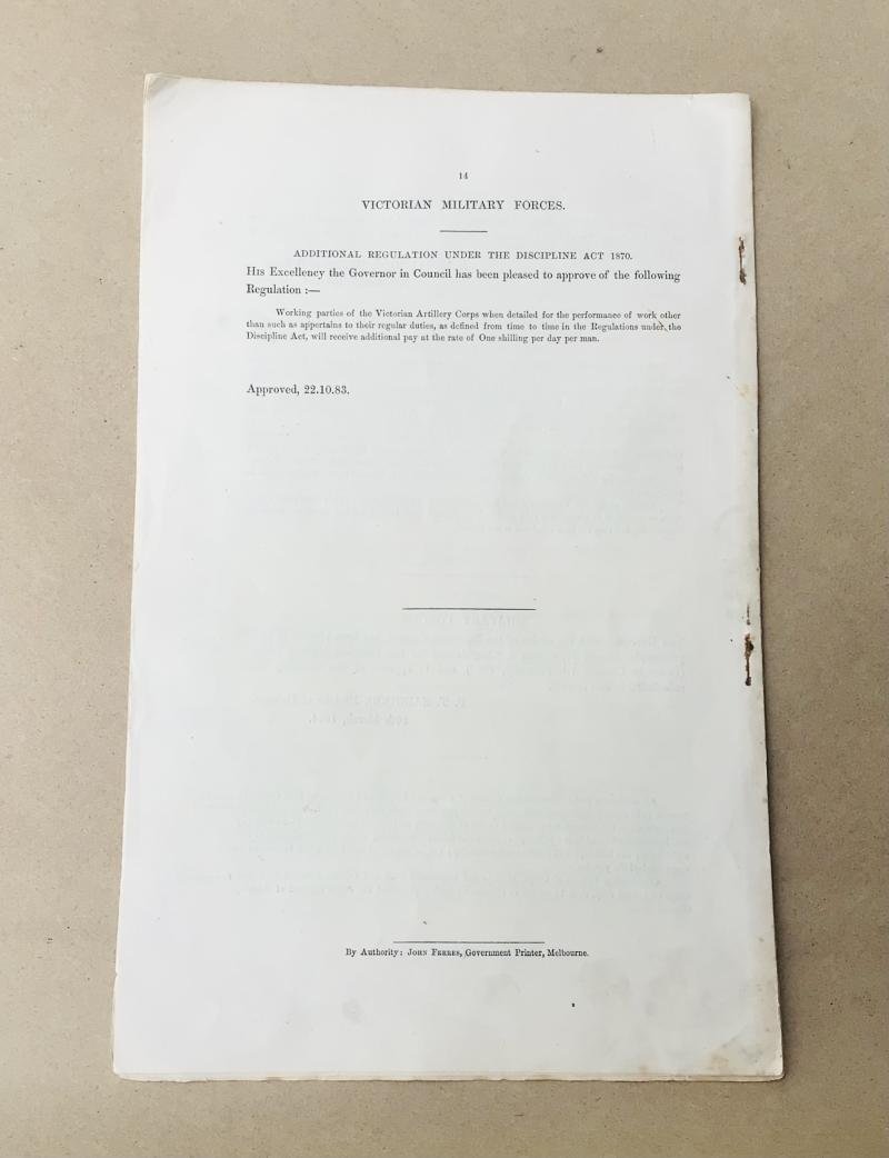 Australia Pre-Federation Government White Papers Victorian Military Forces Regulations — image 2