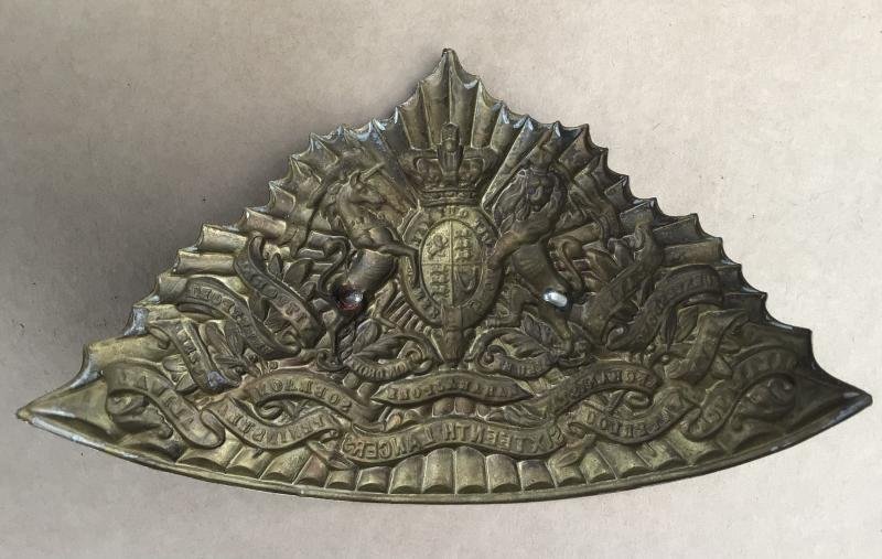 British 16th (The Queen's) Lancers Chapka Plate — image 2
