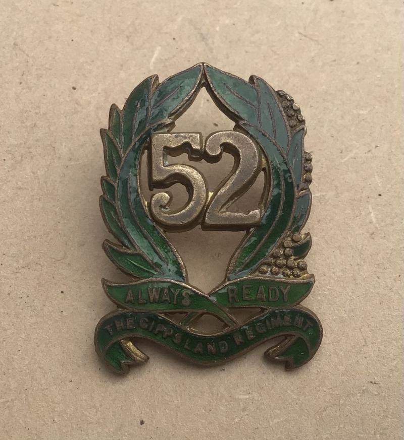 1930-42 52nd Infantry Battalion Collar Badge — image 2