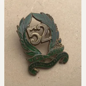 1930-42 52nd Infantry Battalion Collar Badge